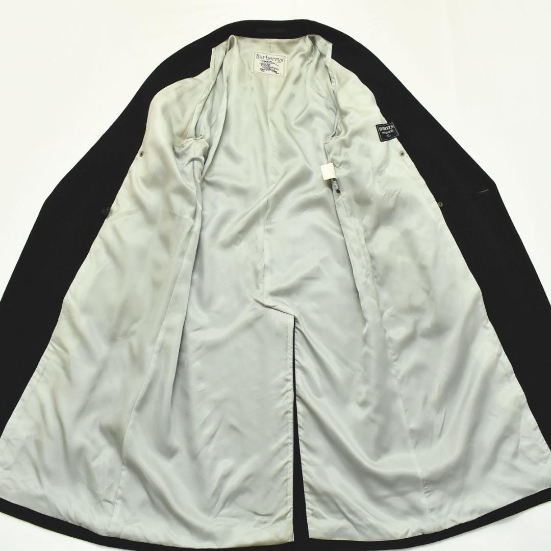 白タグ 90s バーバリー カシミヤウール チェスターコート 7AB2 黒 ♪