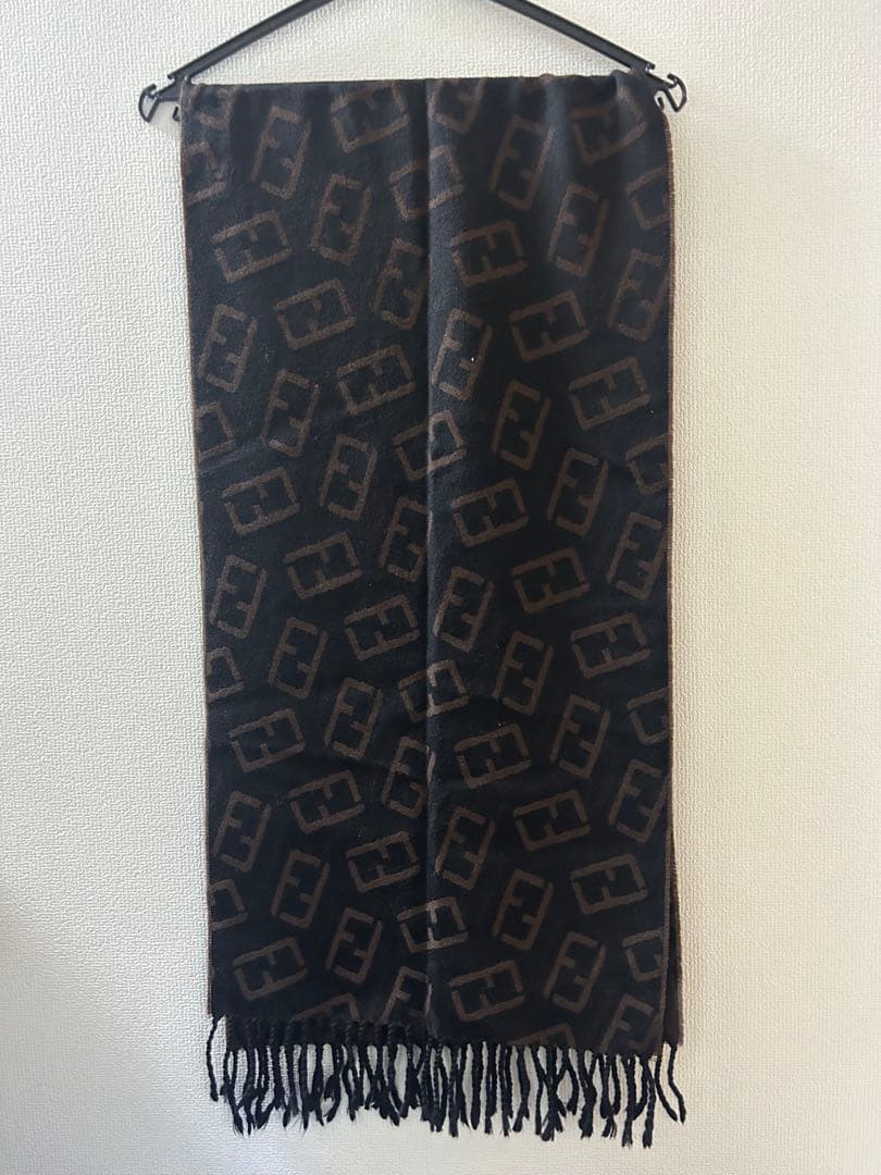 FENDI フェンディ ロゴマフラー 約168×40cm フリンジ付き