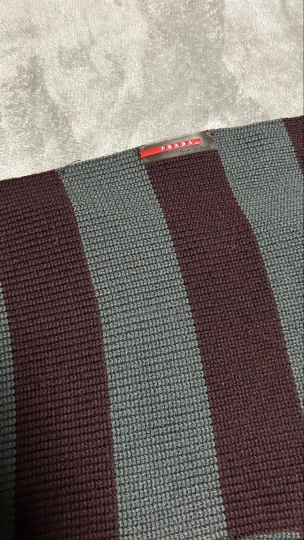 美品　プラダ　PRADA ボーダー　マフラー