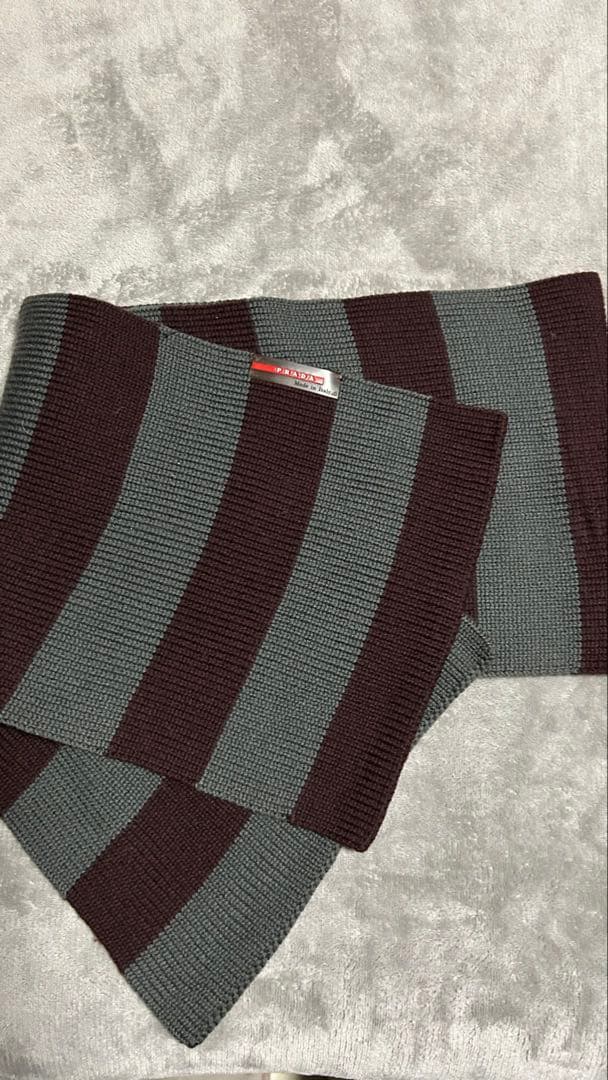 美品　プラダ　PRADA ボーダー　マフラー