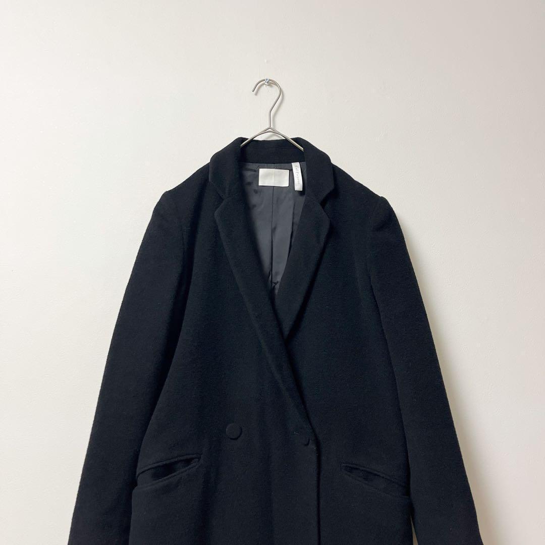 コルピエロ　ロングコート　レディース　34　チェスター　カシミヤ混　ウール　黒