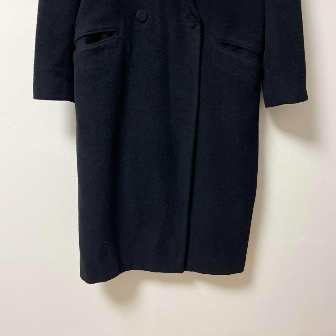 コルピエロ　ロングコート　レディース　34　チェスター　カシミヤ混　ウール　黒