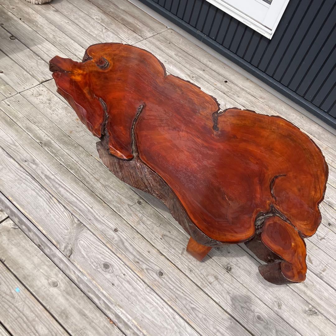 昭和レトロ 天然木製座卓 欅材 一枚板 脚付き センターテーブル ローテーブル