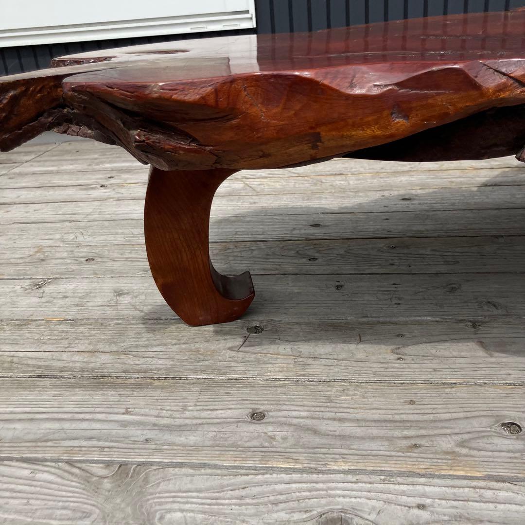 昭和レトロ 天然木製座卓 欅材 一枚板 脚付き センターテーブル ローテーブル