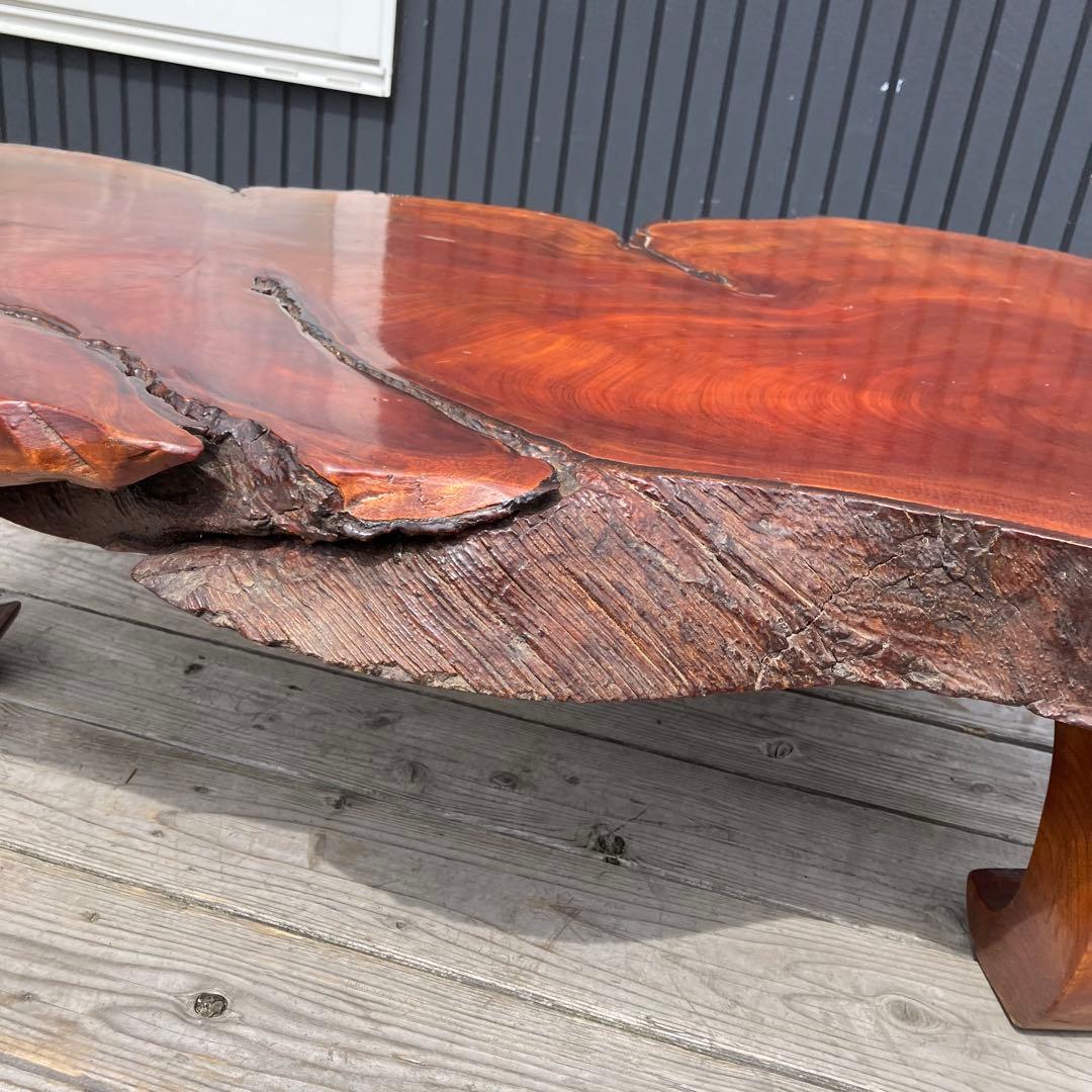 昭和レトロ 天然木製座卓 欅材 一枚板 脚付き センターテーブル ローテーブル