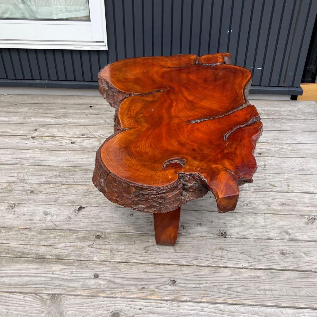 昭和レトロ 天然木製座卓 欅材 一枚板 脚付き センターテーブル ローテーブル