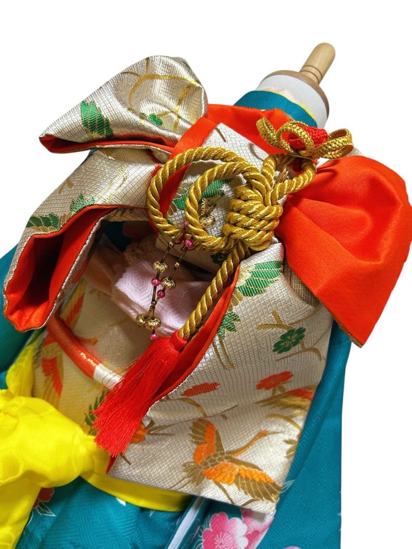 鮮やかなグリーン♡七五三　7歳　女の子　フルセット　一式　青緑　白