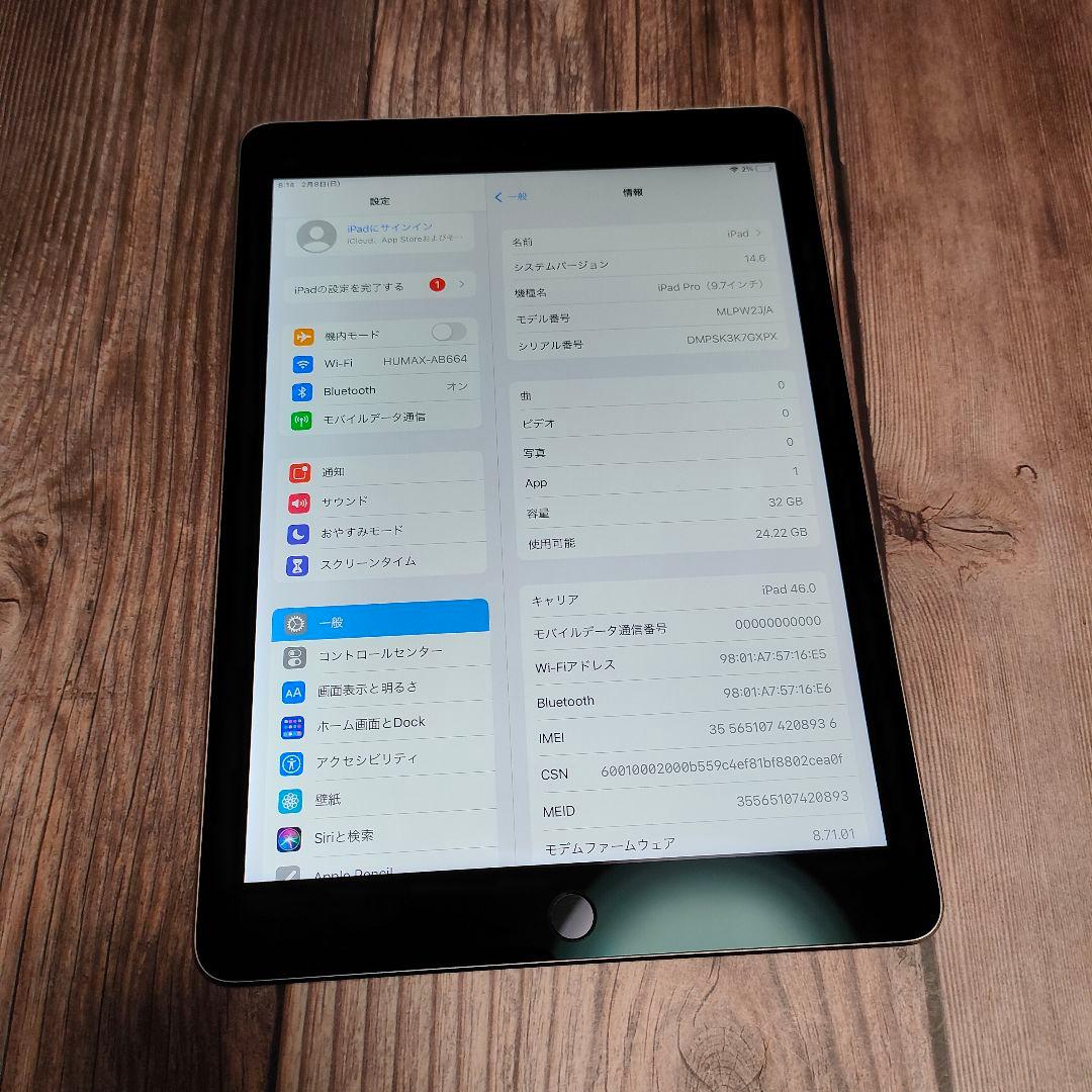 iPad Pro 9.7インチ 32GB SIMフリー スペースグレー 美品