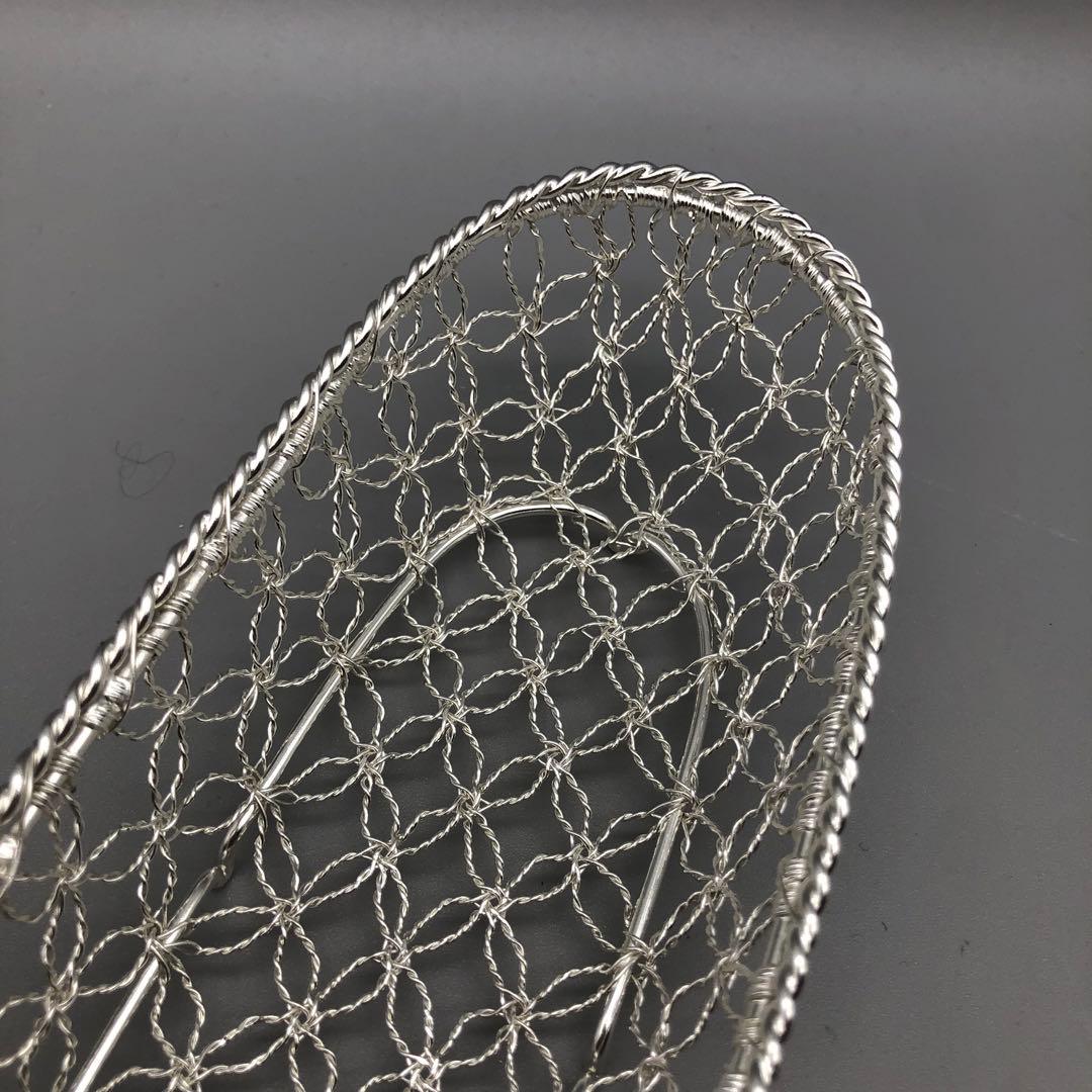 新品箱付 銀座和光WAKO銀細工おしぼりトレイかご編みシルバー銀加工5枚セット