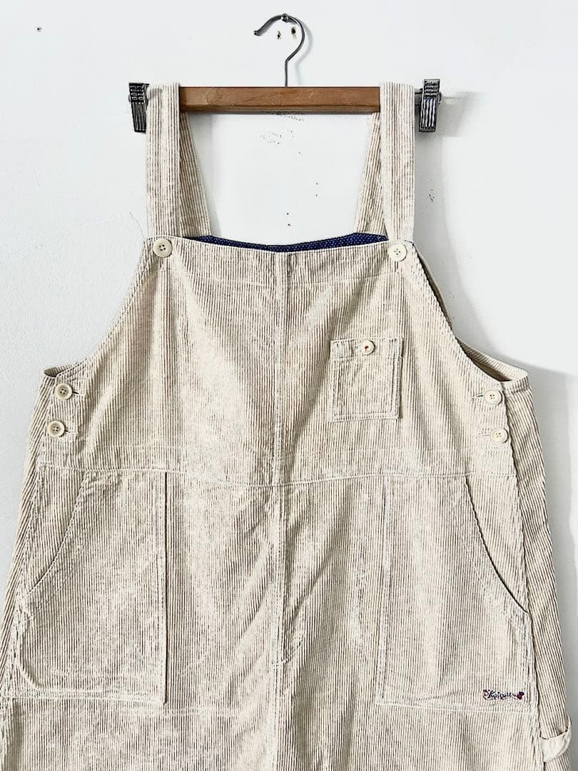 【美品】快晴堂　TOPベージュのコール天　オーバーオールスカート　サイズ2