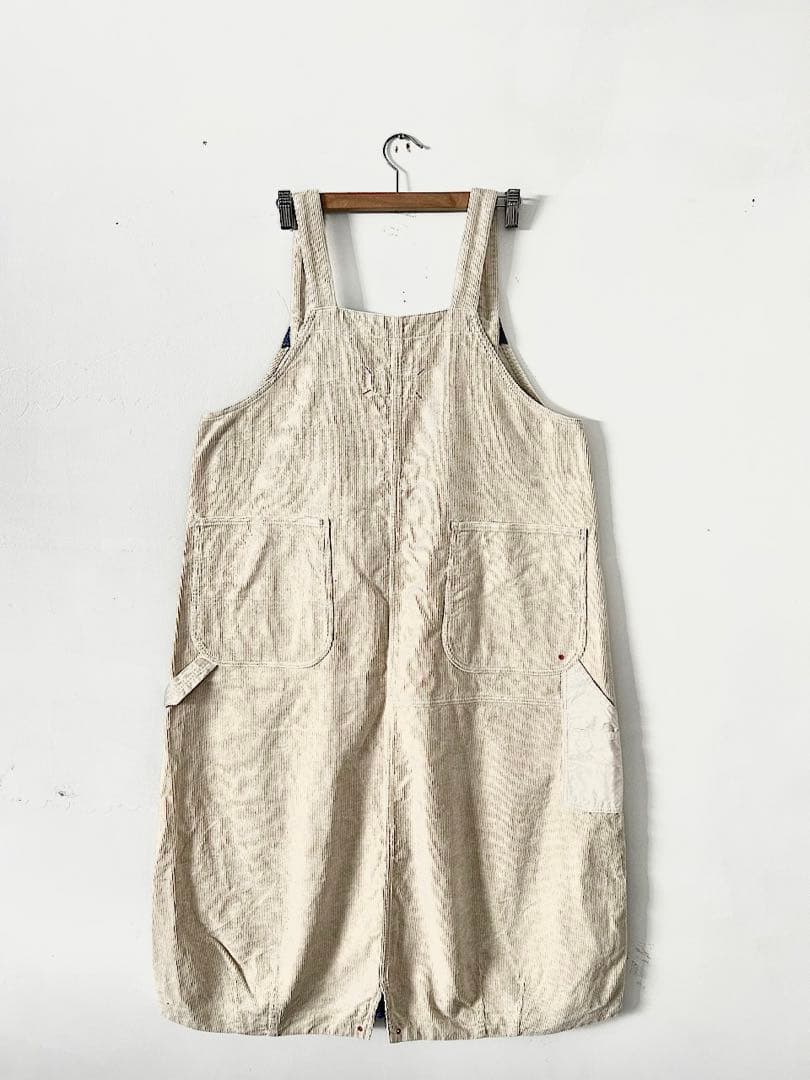 【美品】快晴堂　TOPベージュのコール天　オーバーオールスカート　サイズ2