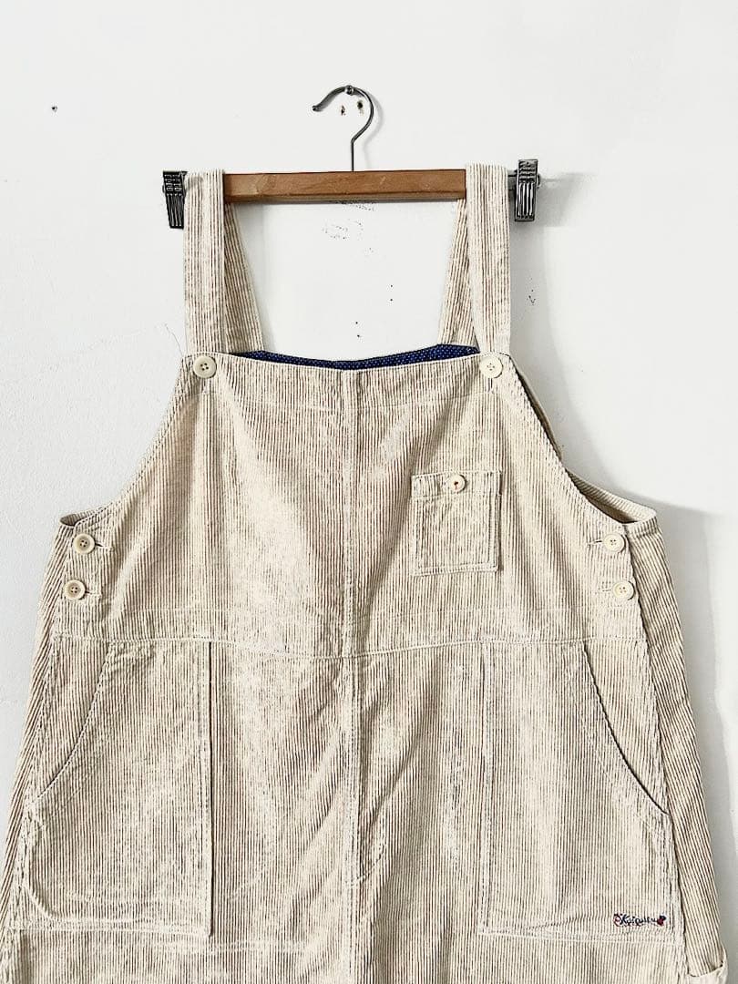 【美品】快晴堂　TOPベージュのコール天　オーバーオールスカート　サイズ2