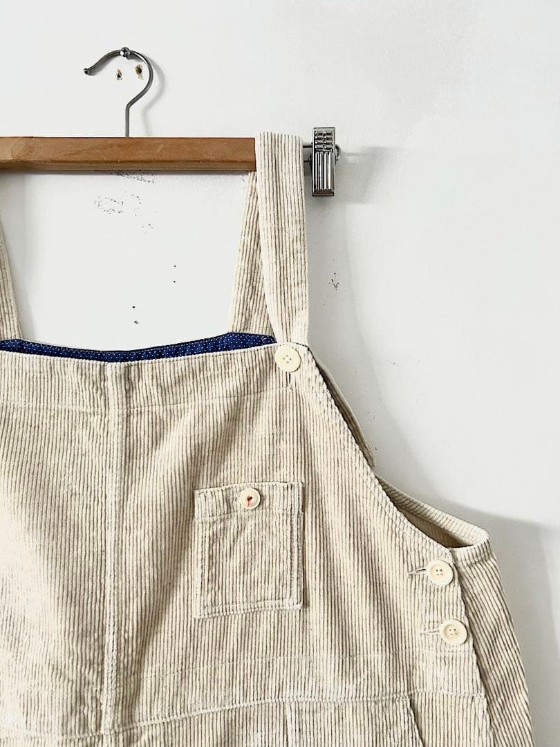 【美品】快晴堂　TOPベージュのコール天　オーバーオールスカート　サイズ2