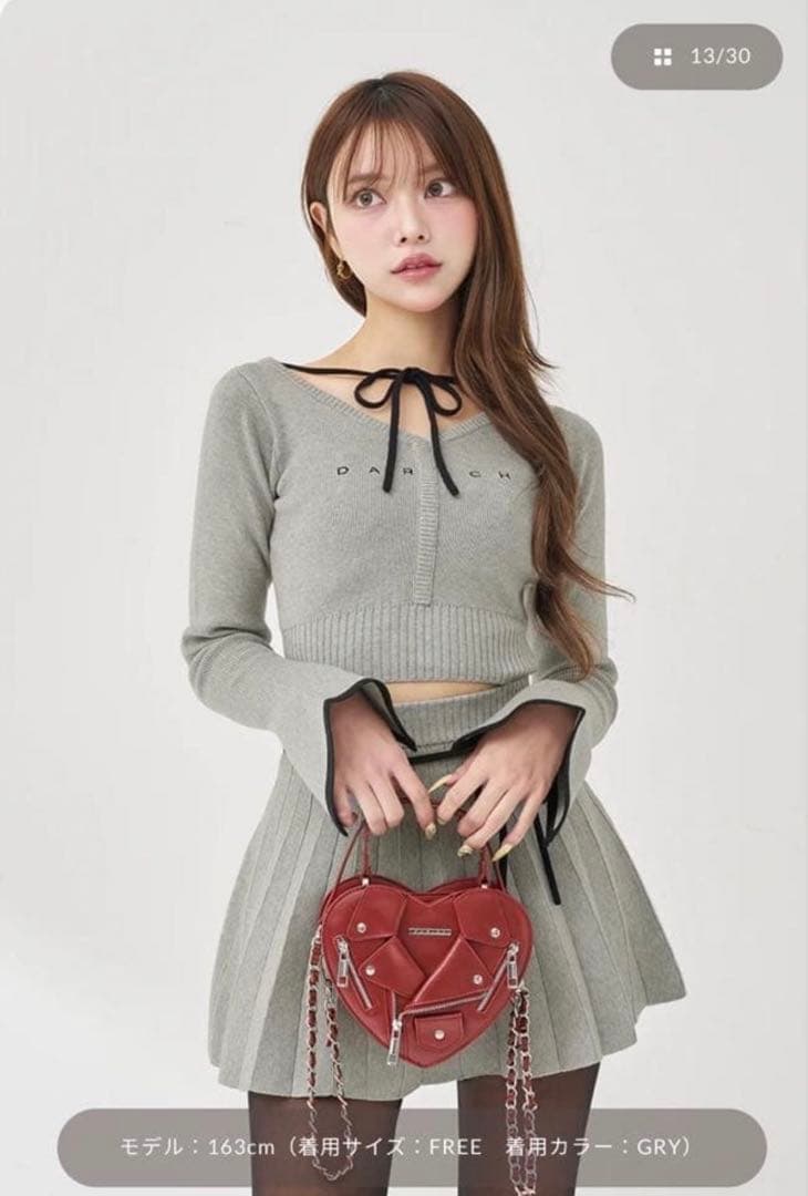 Darich ウエストオープンリボンデザインニットミニワンピース