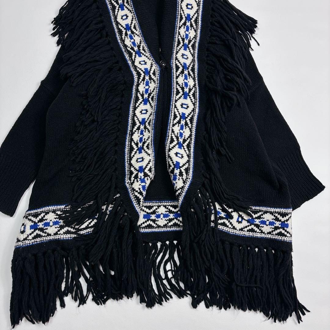 可愛い♡ポロラルフローレン ネイティブ柄 ポンチョ フリンジ キャメル アルパカ