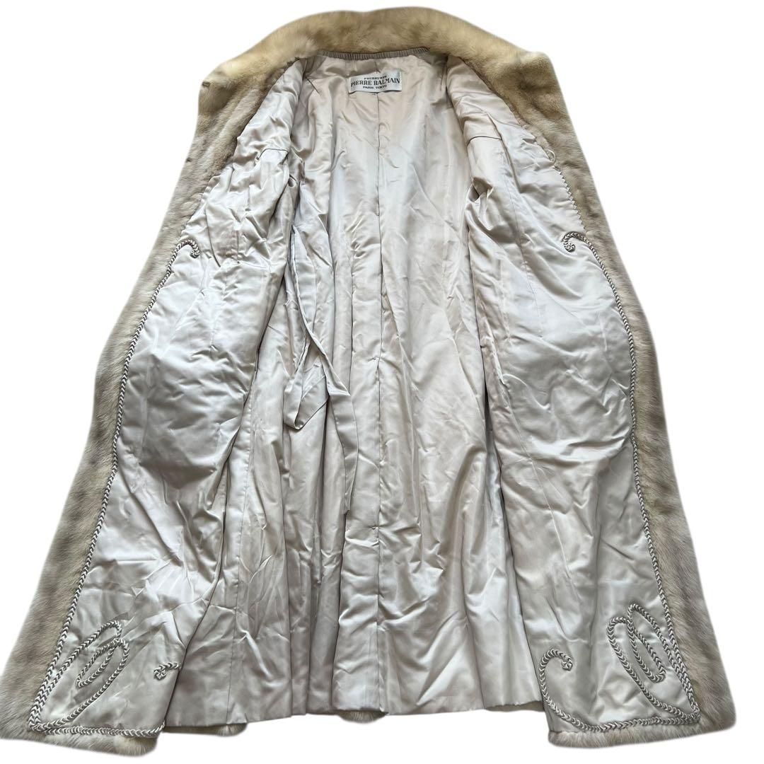 総丈110cm クロスミンク ピエールバルマン リアルファーコート なめし柔らか