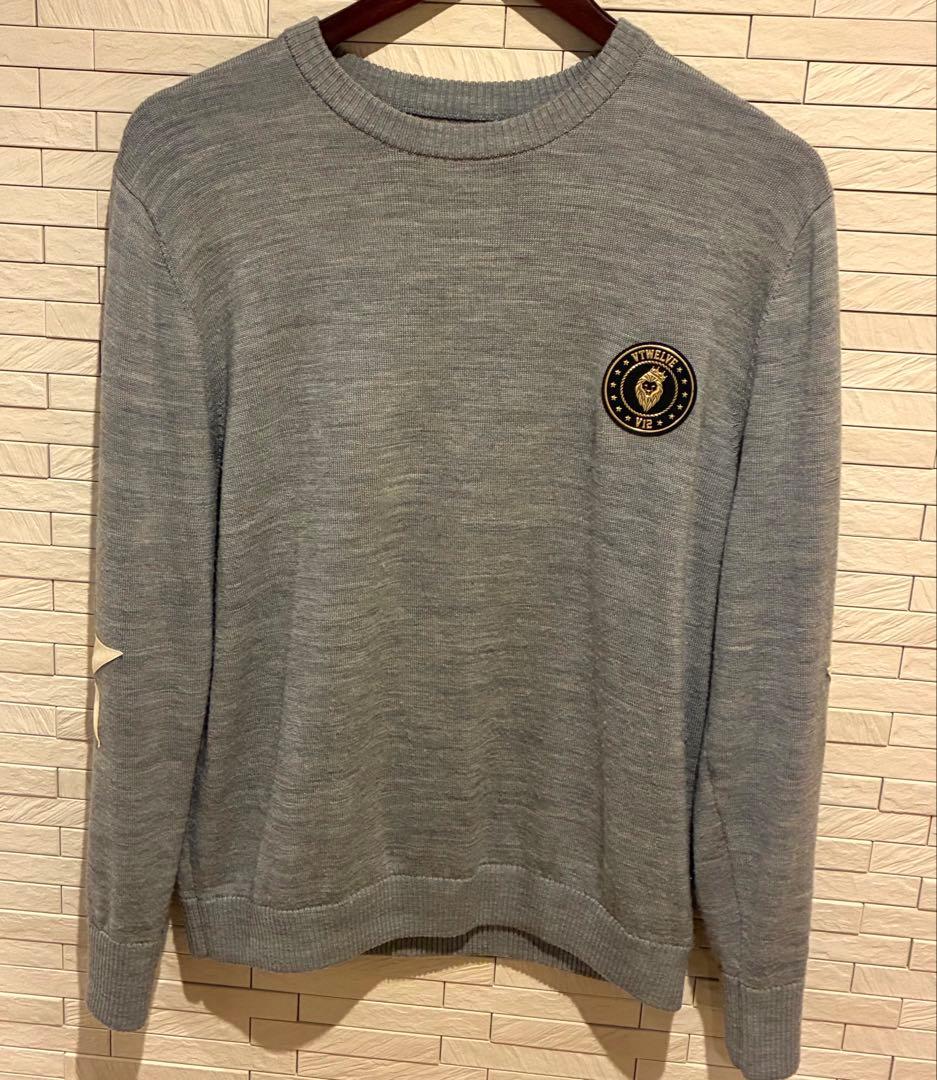 V12 セーター ウール100% Mサイズ V TWELVE ニット グレー