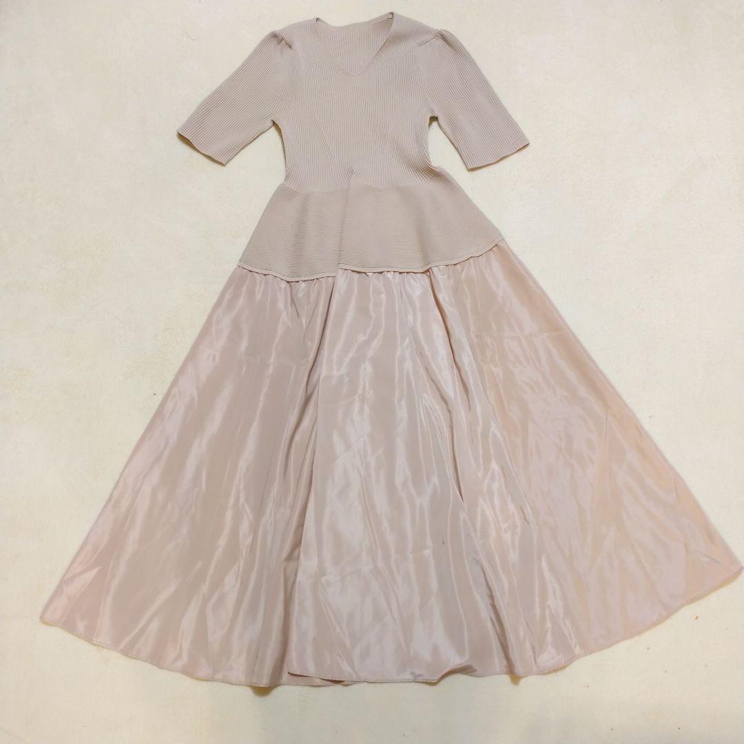 美品✨️CELFORD セルフォード ニットドッキングタフタワンピース ペプラム