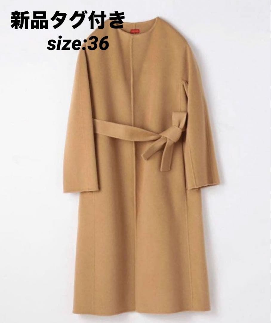[新品タグ付き] ウールメルトン クルーネックコート