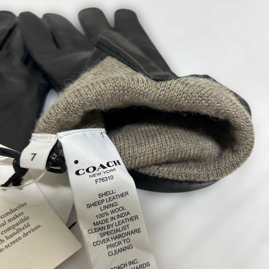 新品未使用コーチ　coachレザーグローブ　手袋 黒 17cm