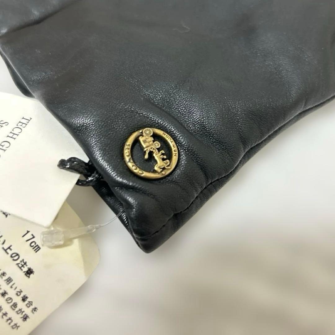 新品未使用コーチ　coachレザーグローブ　手袋 黒 17cm