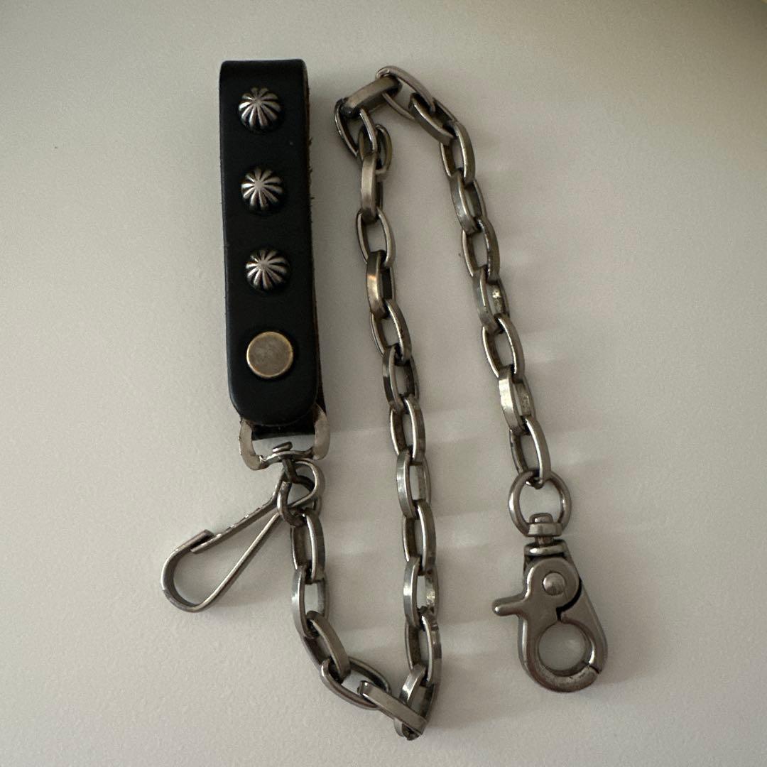 shott ショット、スタッズ付きレザーウォレットチェーン、キーホルダー