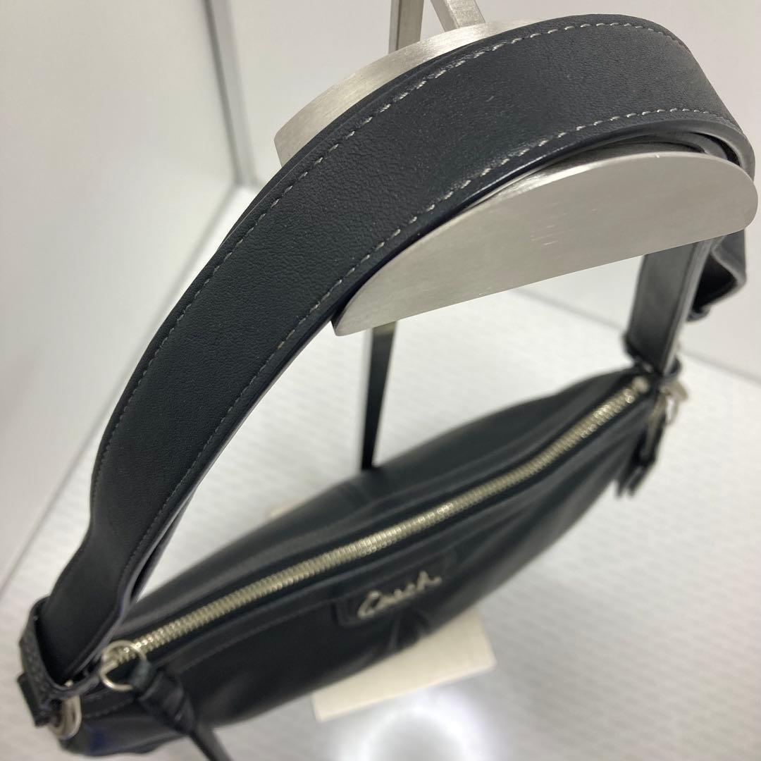 COACH ショルダーバッグ　ブラック　ボート型　 レザー　ハンドバッグ　斜め掛