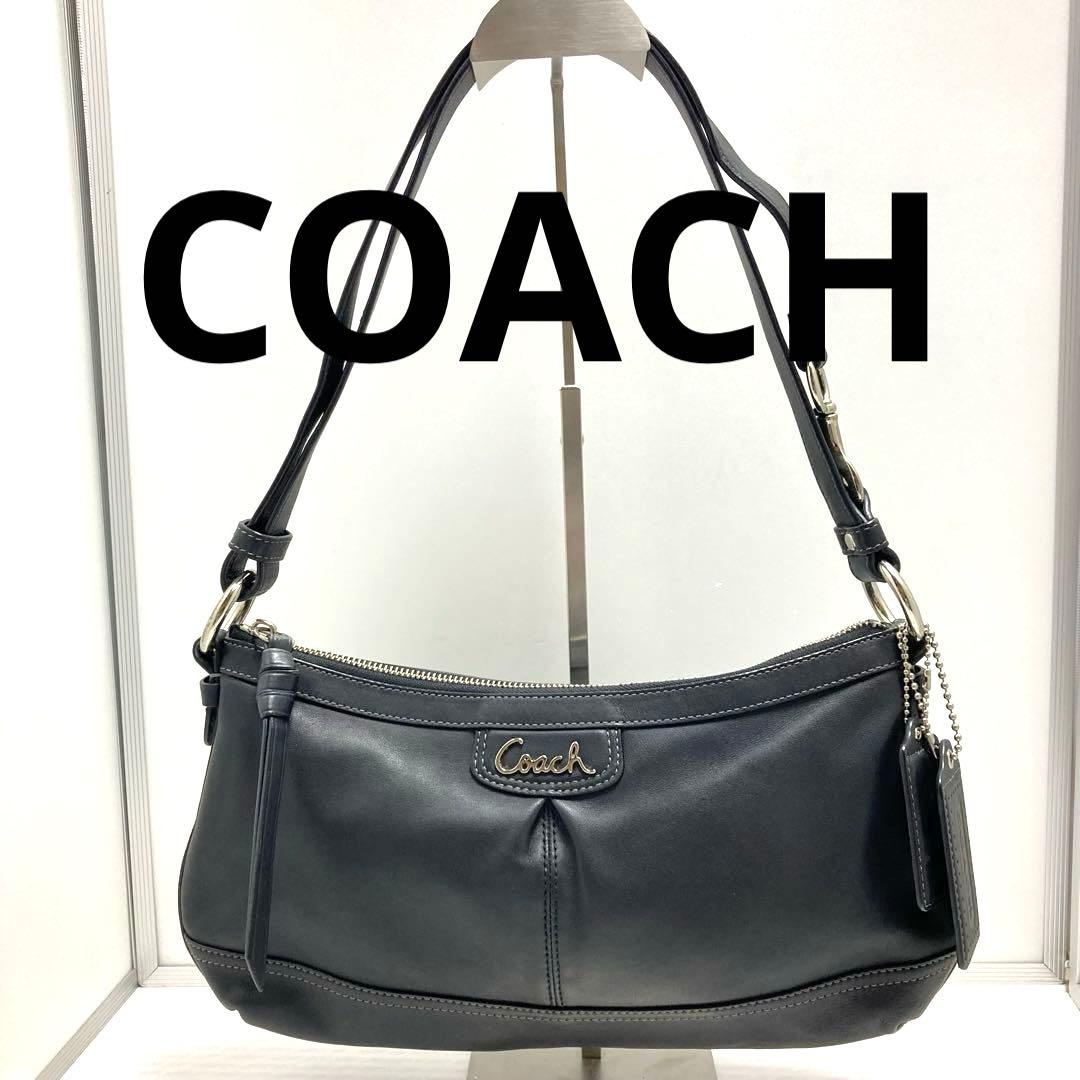 COACH ショルダーバッグ　ブラック　ボート型　 レザー　ハンドバッグ　斜め掛