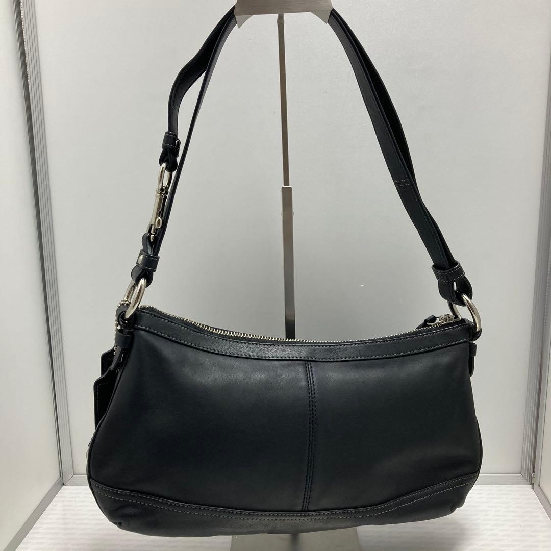 COACH ショルダーバッグ　ブラック　ボート型　 レザー　ハンドバッグ　斜め掛