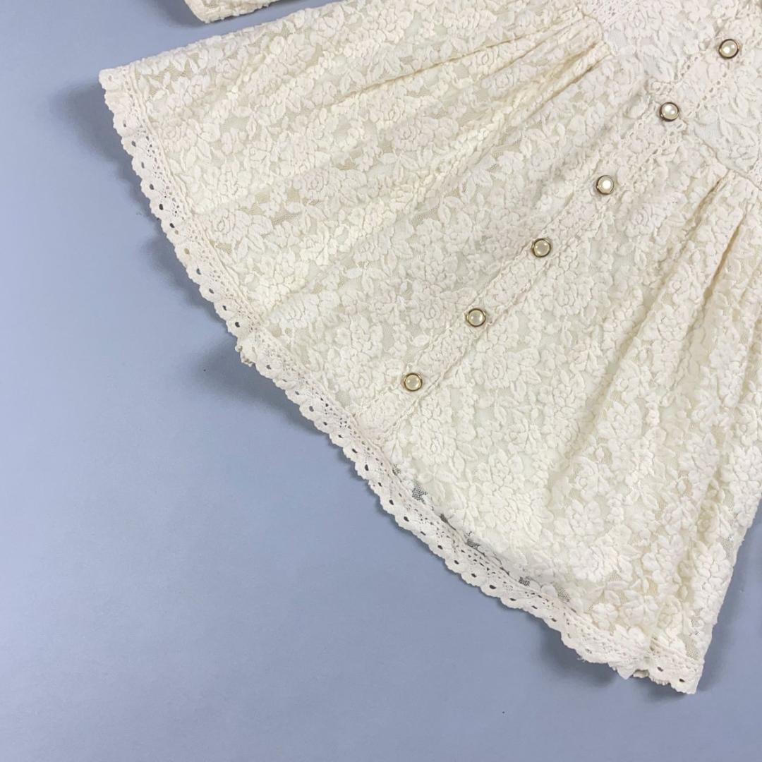 LIZLISA 花柄立体総レース リボンビスチェワンピース 白 F *BD201