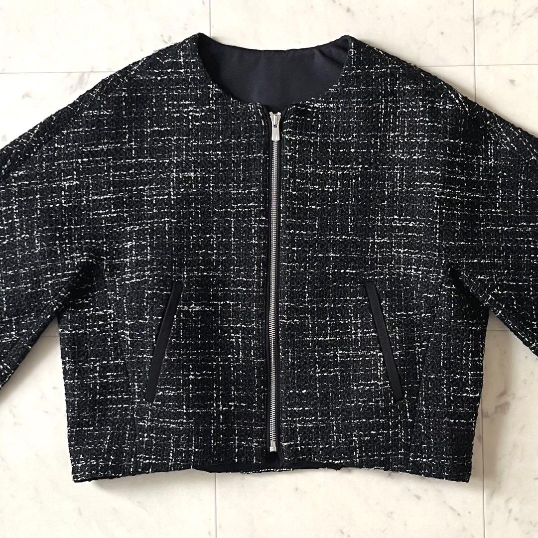 星*様 定価5,5万♪美品 アナイ ノーカラーツイードドルマンジャケット 36