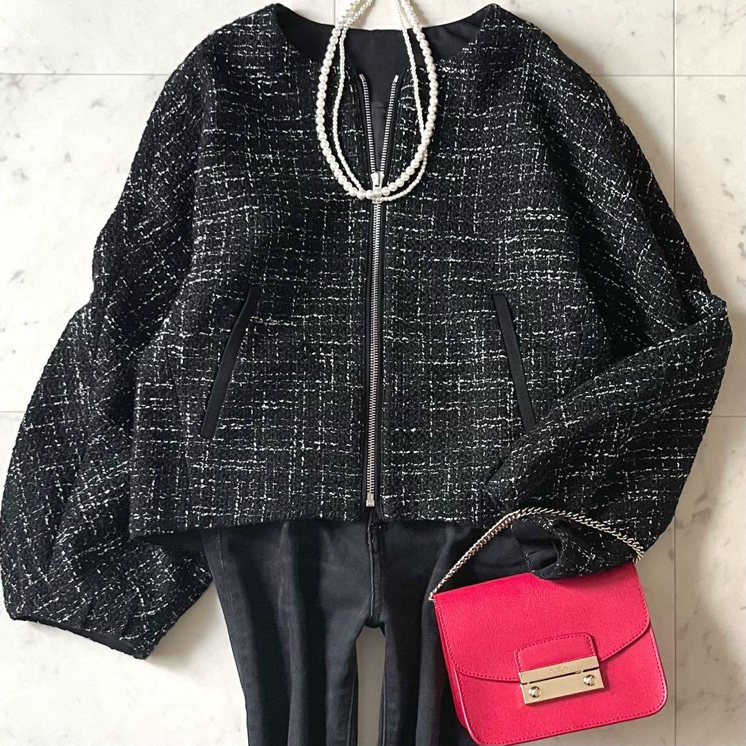 星*様 定価5,5万♪美品 アナイ ノーカラーツイードドルマンジャケット 36