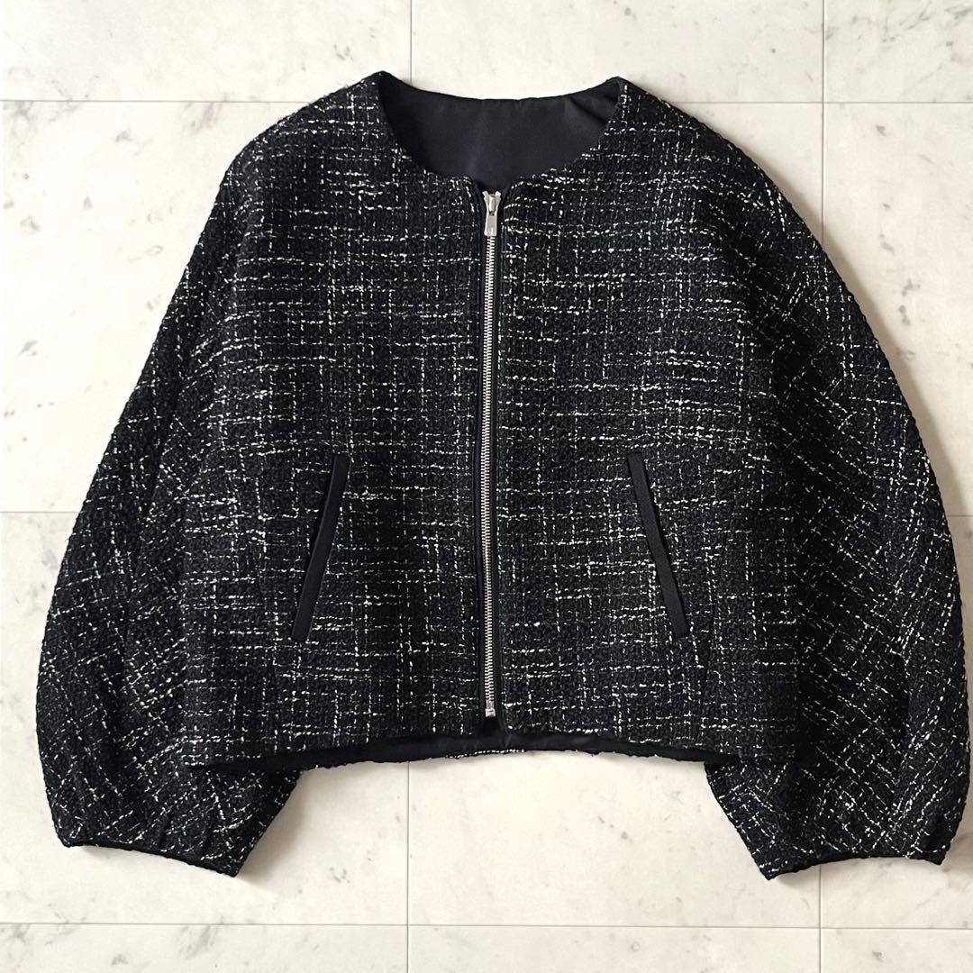 星*様 定価5,5万♪美品 アナイ ノーカラーツイードドルマンジャケット 36