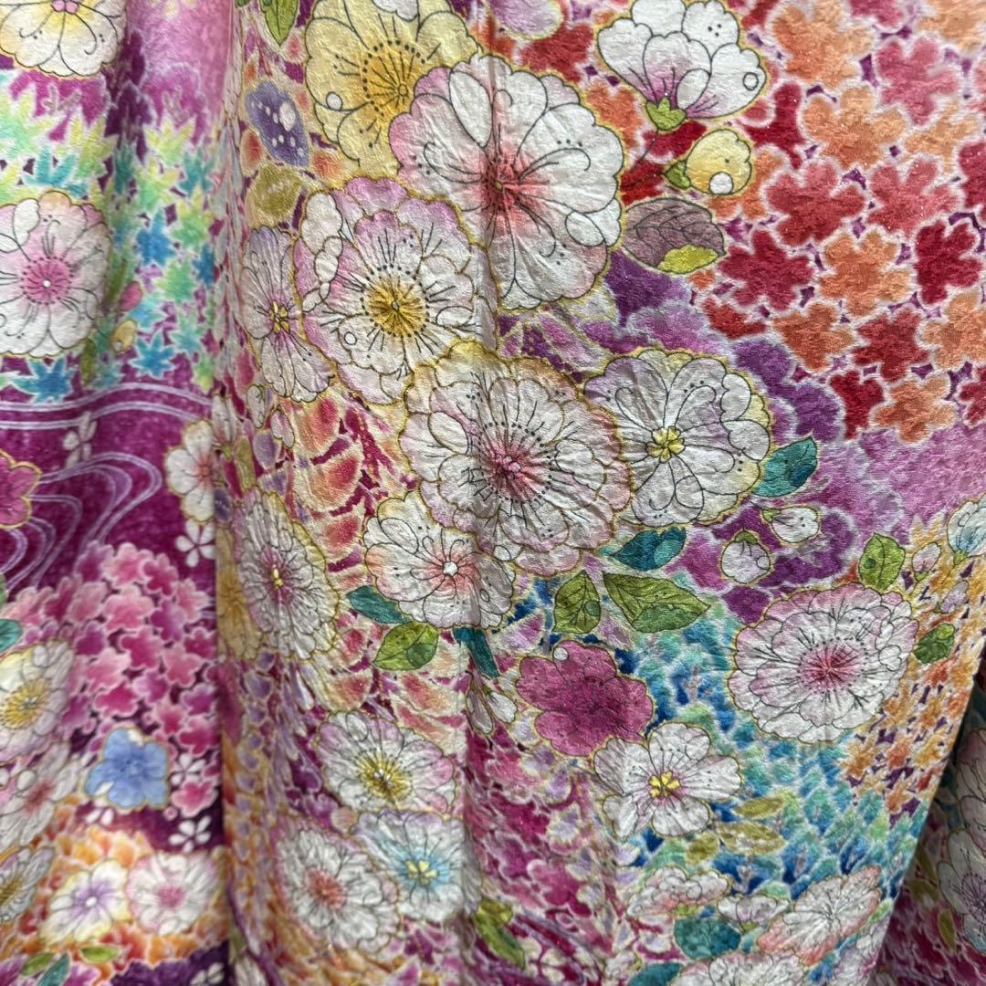 美品　辻ヶ花　地紋　花絞り　ガード加工　ぼかし　振袖　※振袖・パール重ね衿のみ