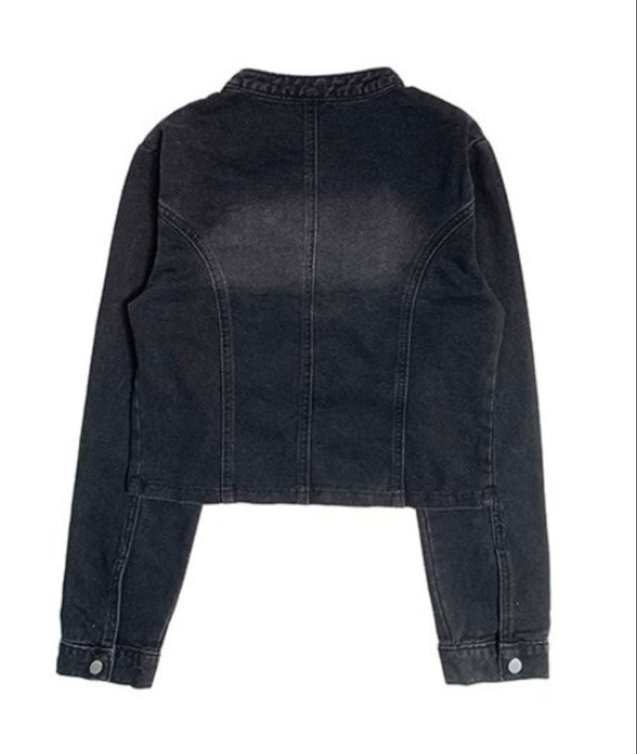 anyonemore スタンドカラーウォッシングバイカーデニムジャケット