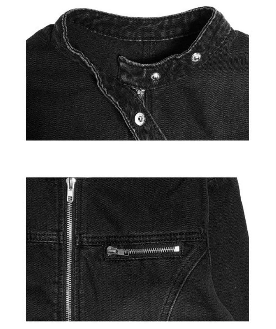 anyonemore スタンドカラーウォッシングバイカーデニムジャケット