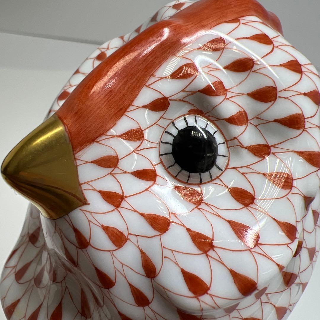 ヘレンド　フィッシュネットフクロウ　共箱　h21cm 東K7-1209☆1F