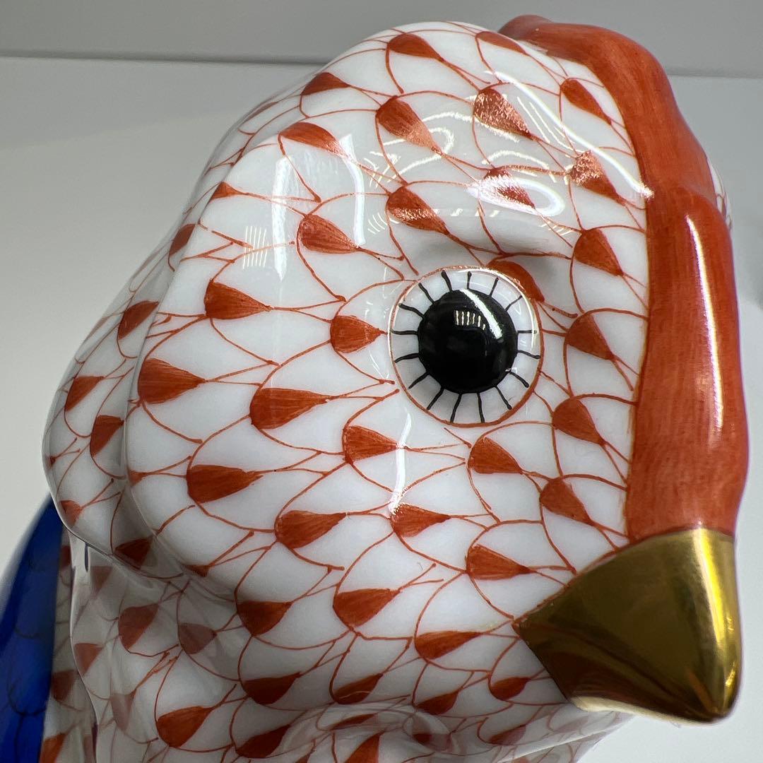 ヘレンド　フィッシュネットフクロウ　共箱　h21cm 東K7-1209☆1F