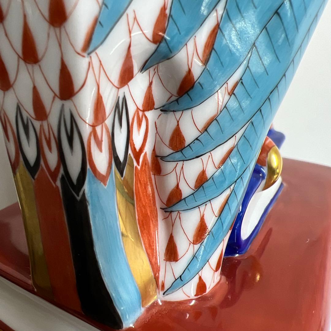 ヘレンド　フィッシュネットフクロウ　共箱　h21cm 東K7-1209☆1F