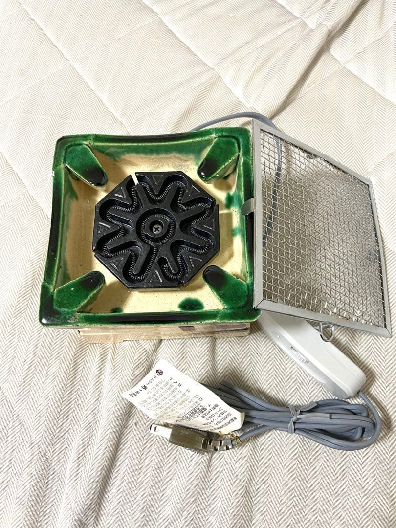 【未使用品⭐︎レトロ⭐︎希少】野々田商店 卓上 江戸火鉢 織部 電熱器 茶道具