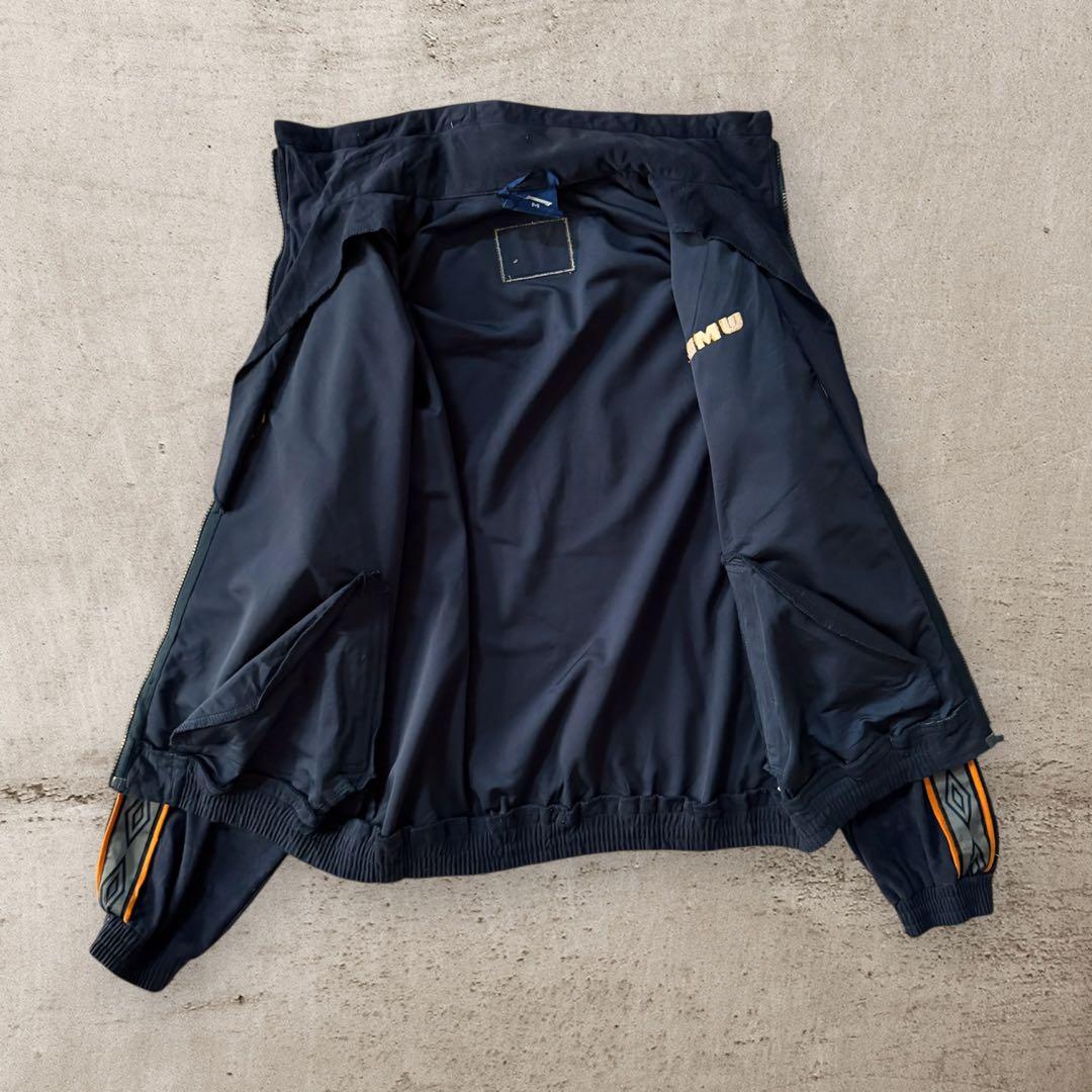 美品希少アンブロumbro90sベロアトラックジャケット刺繍ロゴ好配色古着M