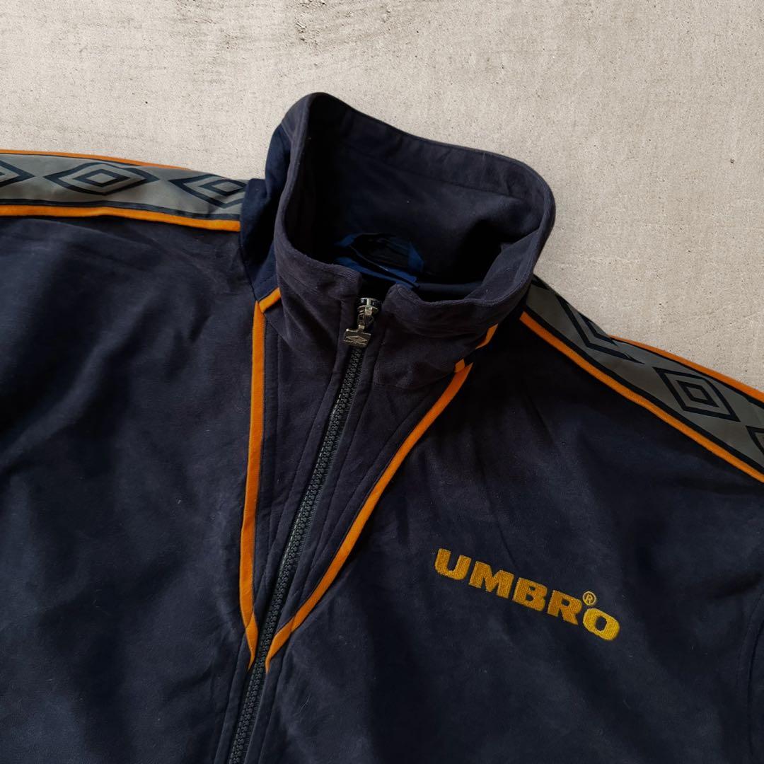 美品希少アンブロumbro90sベロアトラックジャケット刺繍ロゴ好配色古着M