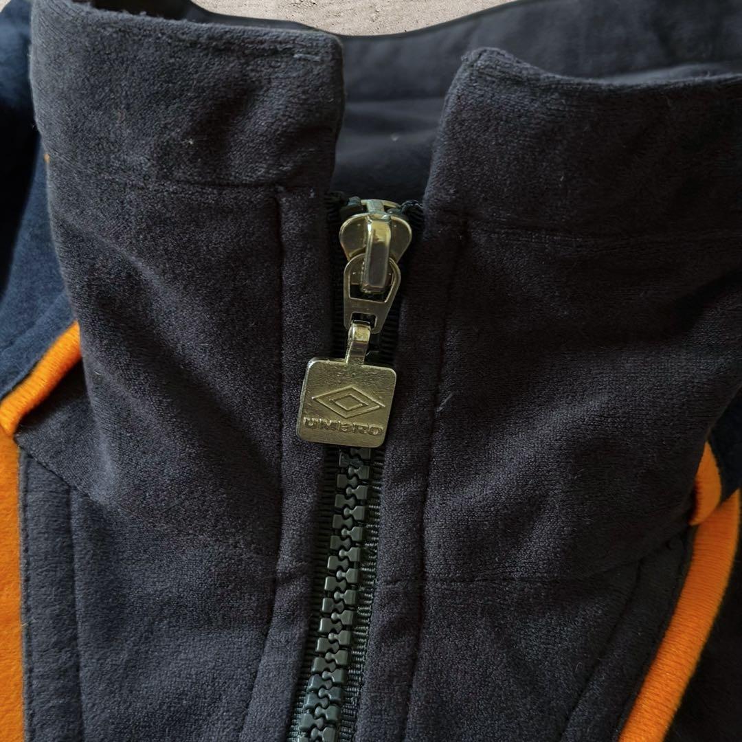 美品希少アンブロumbro90sベロアトラックジャケット刺繍ロゴ好配色古着M