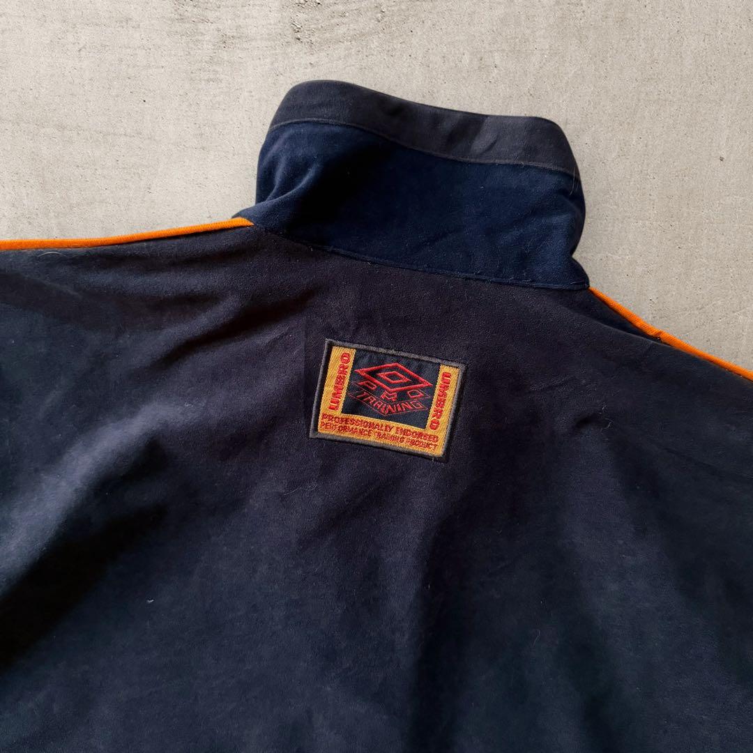 美品希少アンブロumbro90sベロアトラックジャケット刺繍ロゴ好配色古着M