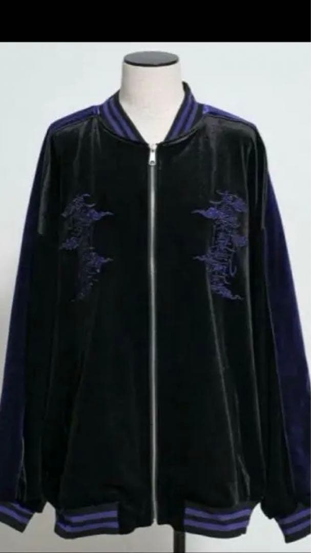 REFLEM/レフレム ドラゴン刺繍ベロアスカジャン 紫