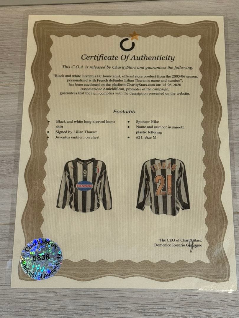実着用 サイン入りユベントス トゥラム THURAM 21番