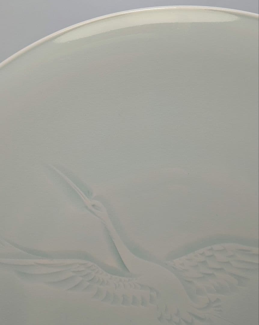 快山窯 青白磁瑞鳥文皿 共箱合布栞 大皿 飾り皿 食器 平皿 人間国宝塚本快示