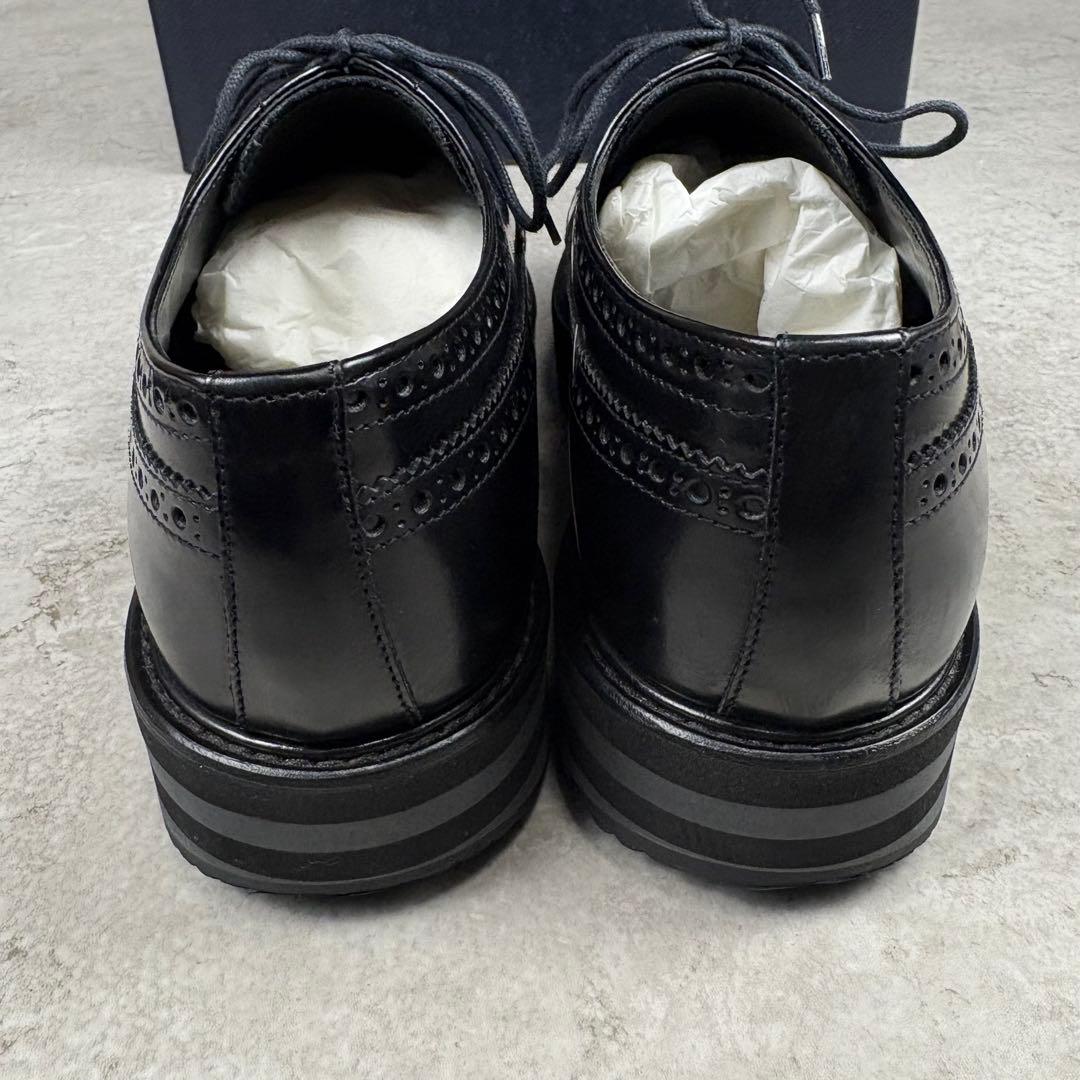 プラダ　PRADA プラットフォーム　厚底　レザー　6 ウイングチップ　ブラック