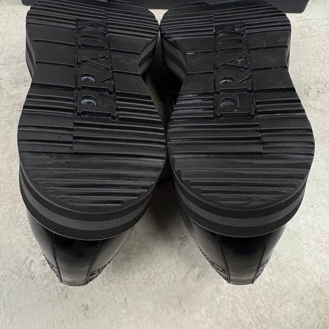 プラダ　PRADA プラットフォーム　厚底　レザー　6 ウイングチップ　ブラック