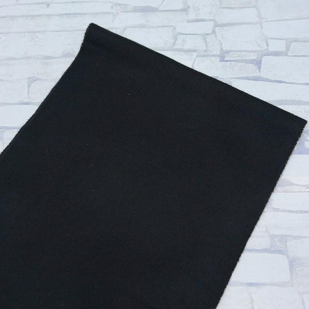 Johnstons of Elgin　ブラック フリンジ付マフラー 黒 ブラック